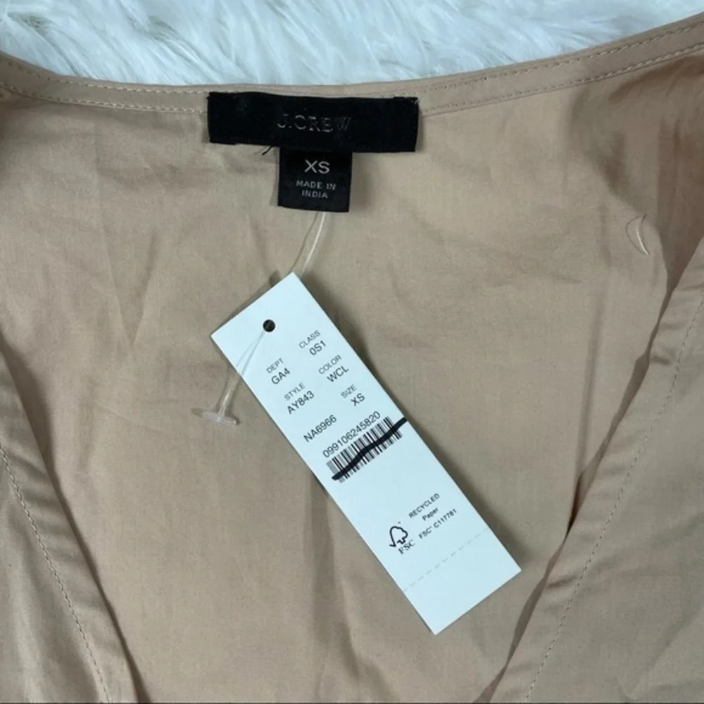 New J Crew Puff Sleeve Cotton Poplin Wrap Dress